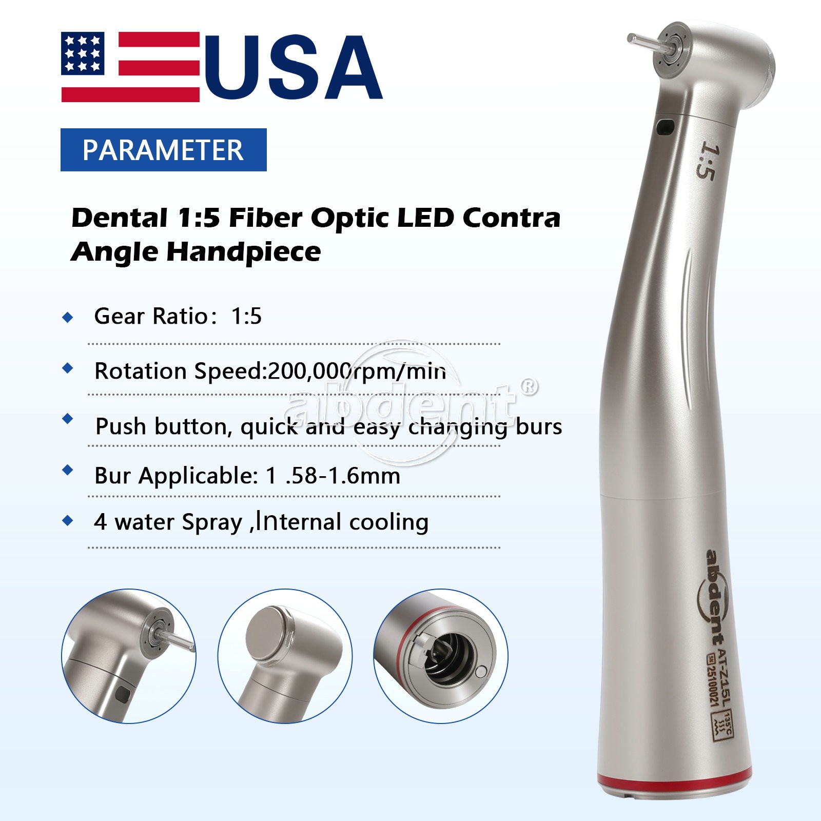 SKYSEA Dental Contra Angle Handpiece + E-type Air Motor Internal Cooling ##Zt