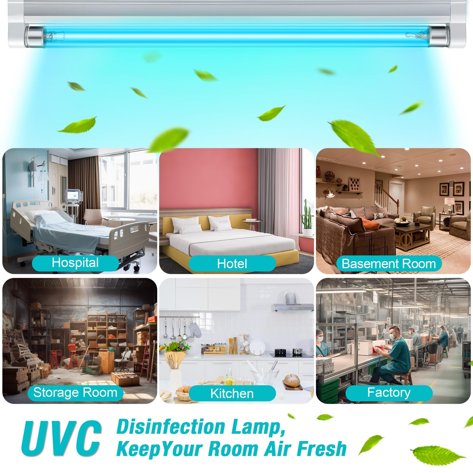 Qualirey 1 Pack UV Lamp Ozone Free, 253.7nm Wavelength UVC Germicidal 6 Watts