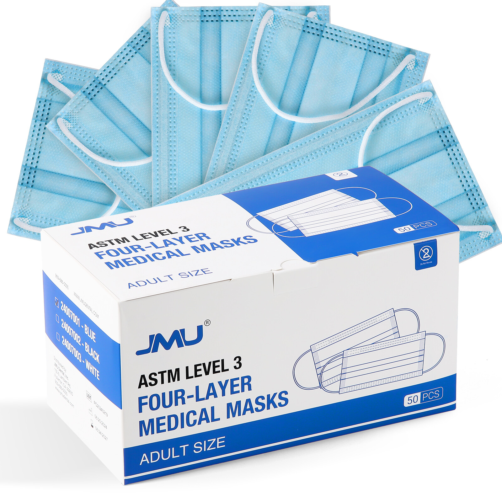 50pcs/box ASTM Medical Masks Adult Size Level 3 Four-Layer 17.5*9.5cm Assorted