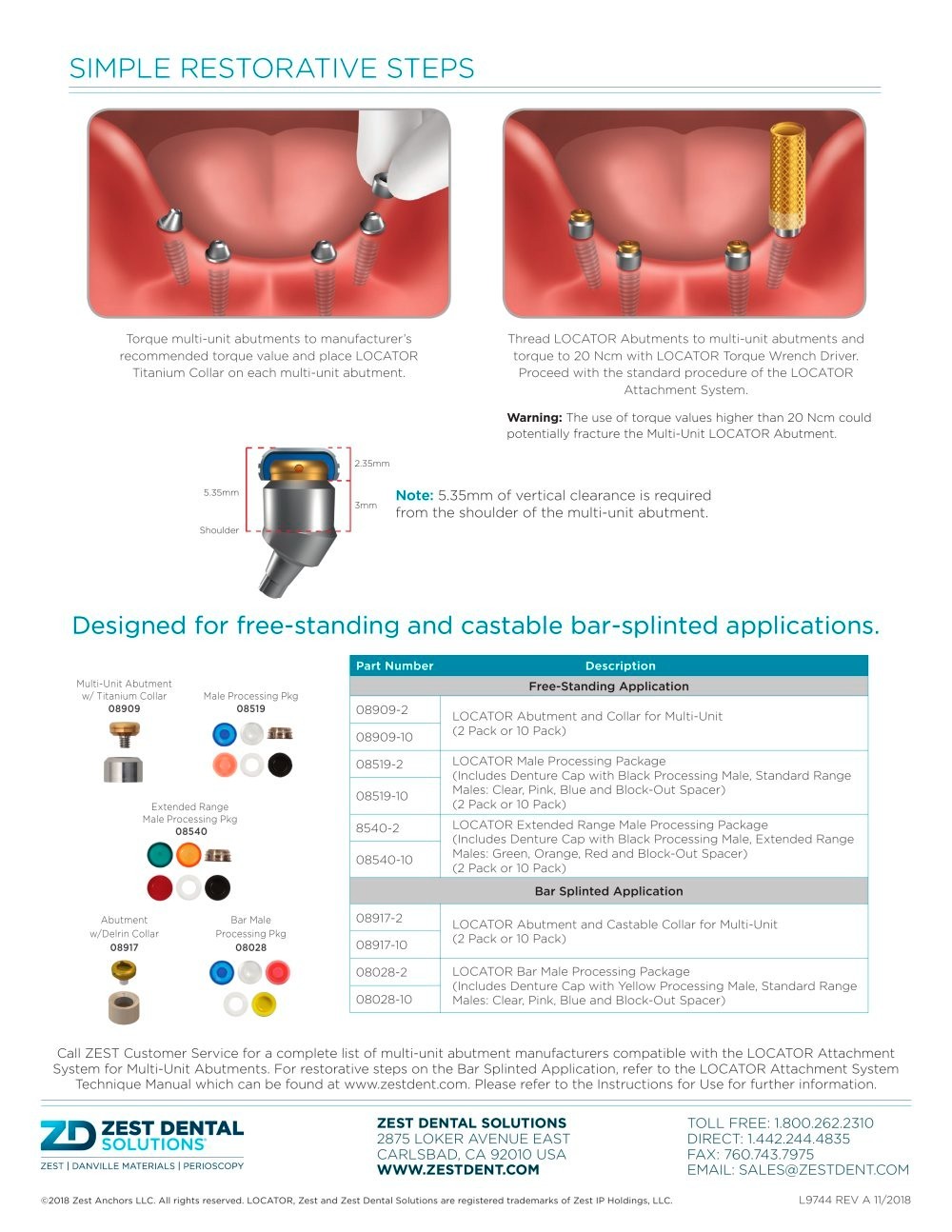 Angled Overdenture Abutment Multi-Unit Ø4.8mm Fit Osstem Hiossen Nobel Active