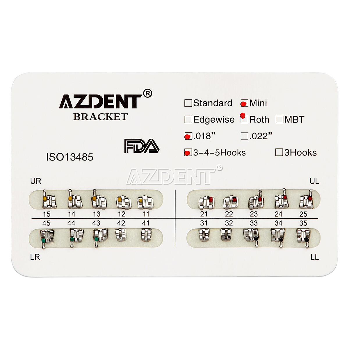AZDENT Dental Orthodontic Brackets Brace Mini Standard Edgewise Roth MBT 018 022