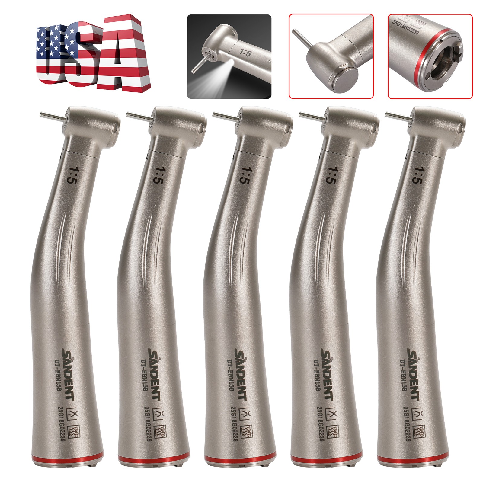 1-10* SANDENT Dental 1:5 Fiber Optic Contra Angle Increasing Handpiece Standard