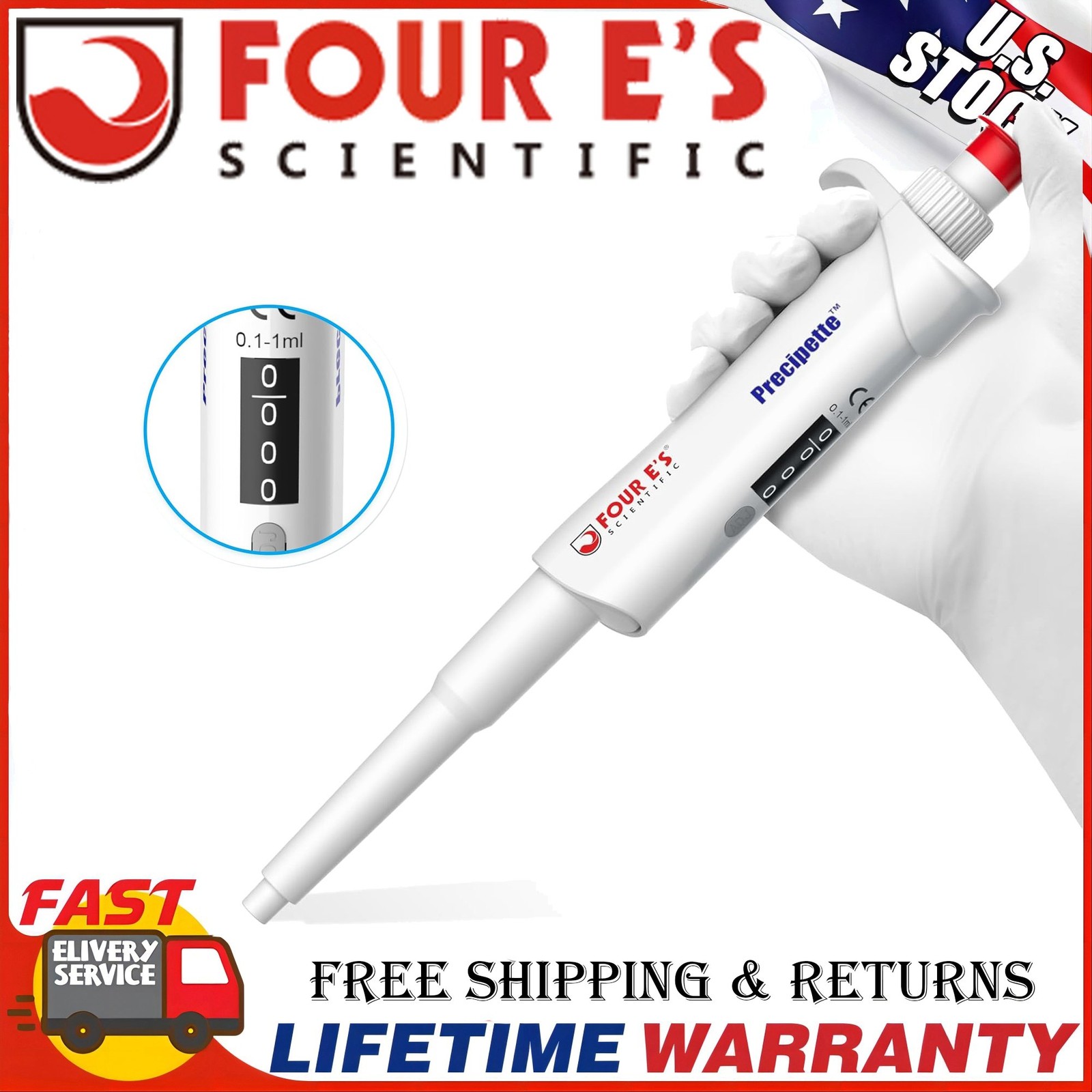 0.1μl-10ml Micropipette 100x Lab Pipettor Tips Adjustable Single Channel Pipette