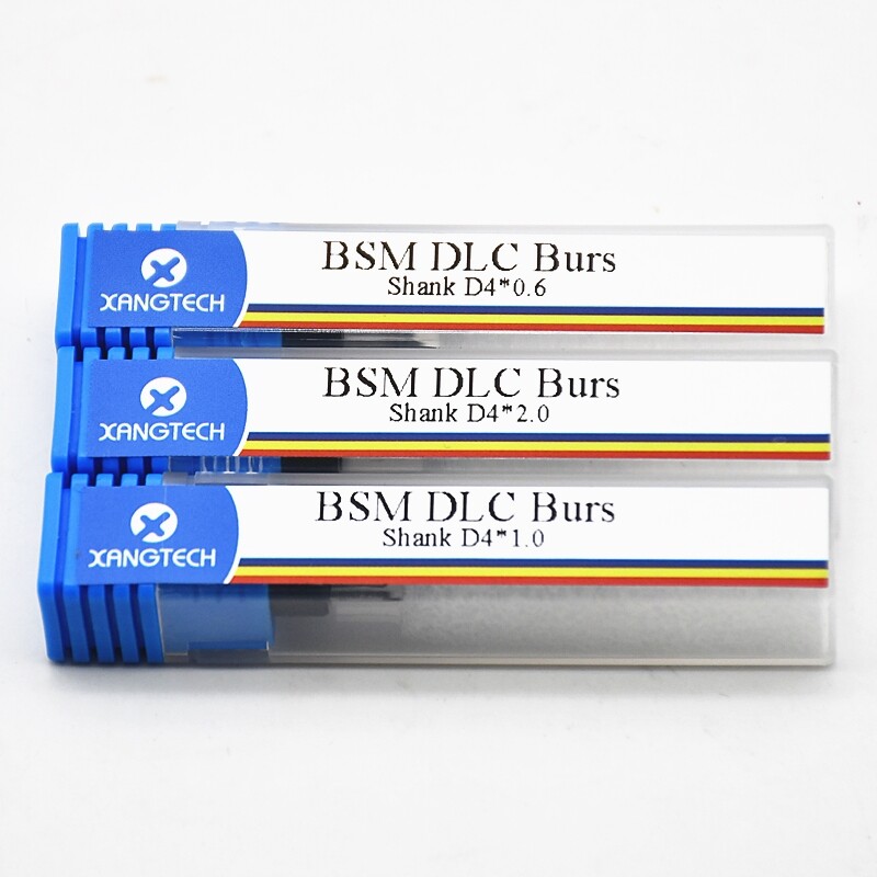 BSM Zirconia Milling Burs DC DLC Shank D 4mm Cutters Head D 0.6/1.0/2.0mm Tools