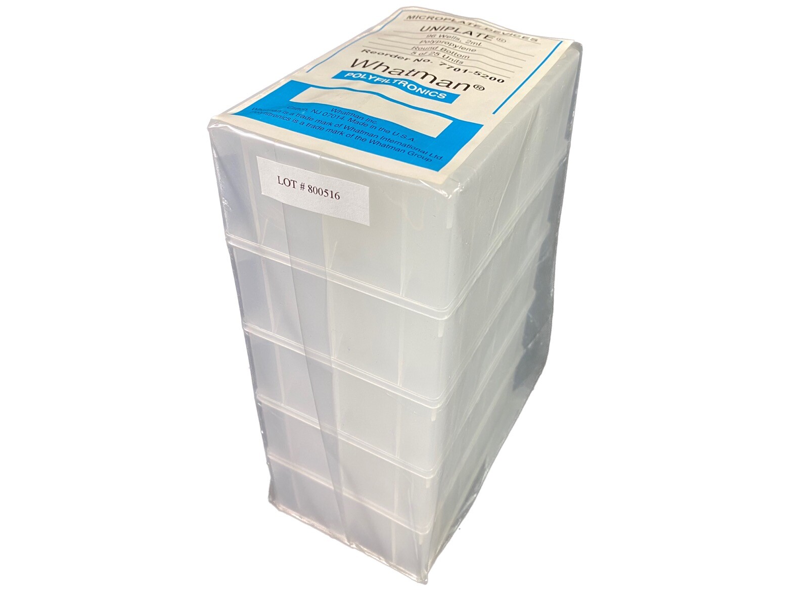 WHATMAN Polypropylene 96-Well Round Bottom Uniplate Microplate 7701-5200 (5/pk)