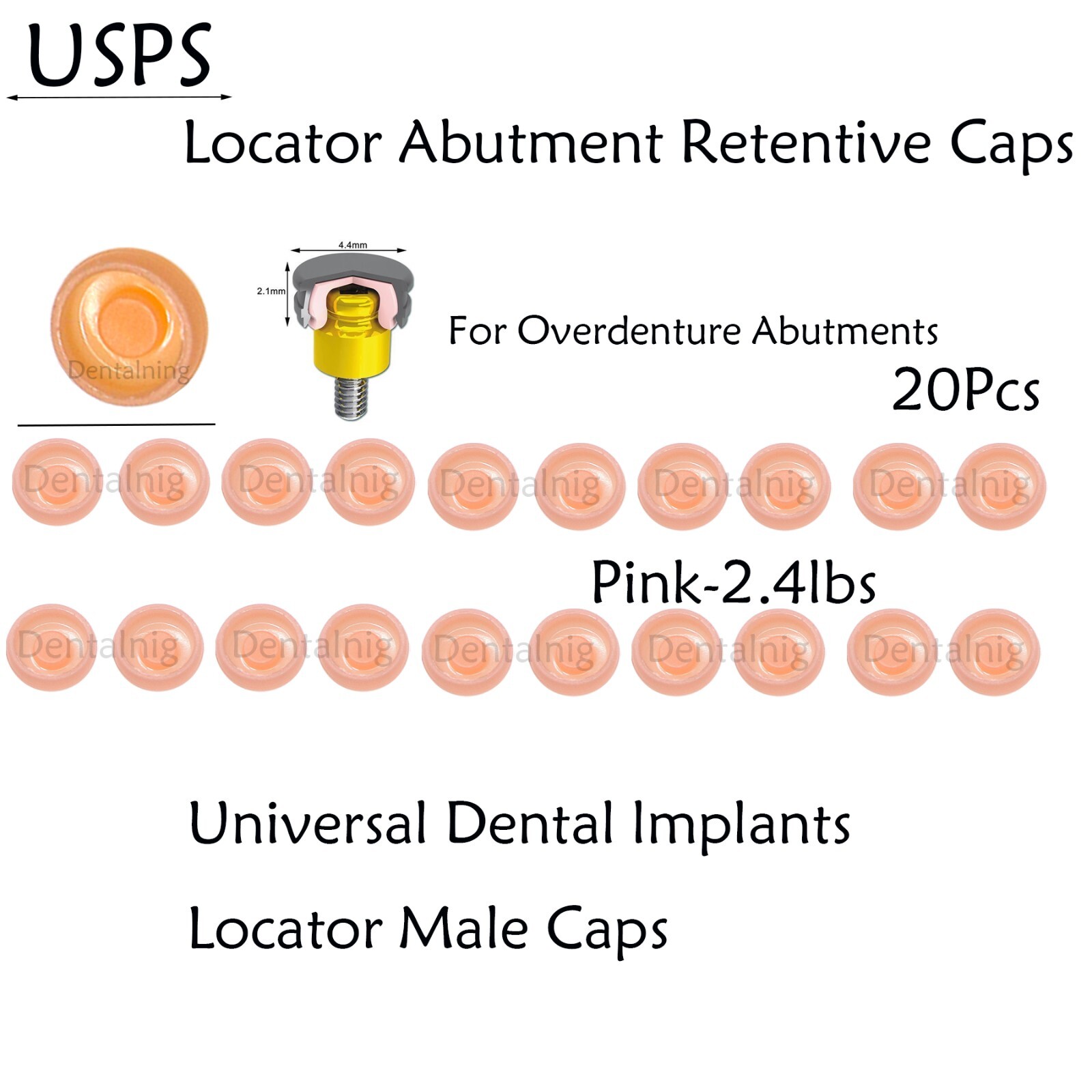US Dental overdenture Locator Abutment Retention Caps Male Caps Insert Set 20Pcs
