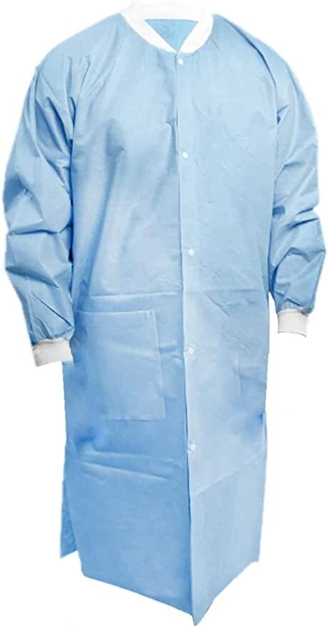 SMS 45 GSM 2 Pockets Lab Coat Disposable Unisex Adult M/L High Quality 20 Pcs