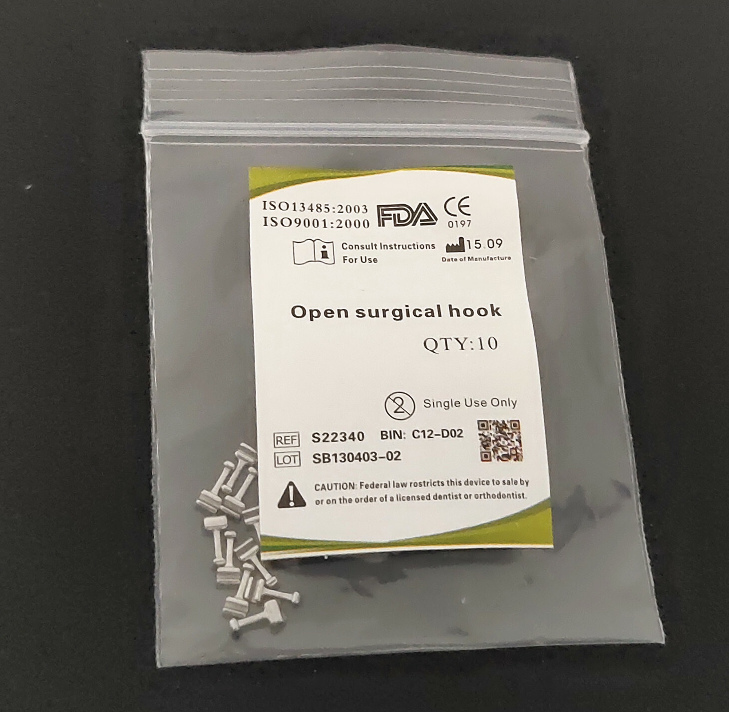20Packs 200Pcs Sliding Crimpable Hooks Open Surgical Hook Long Short 10pcs/pack