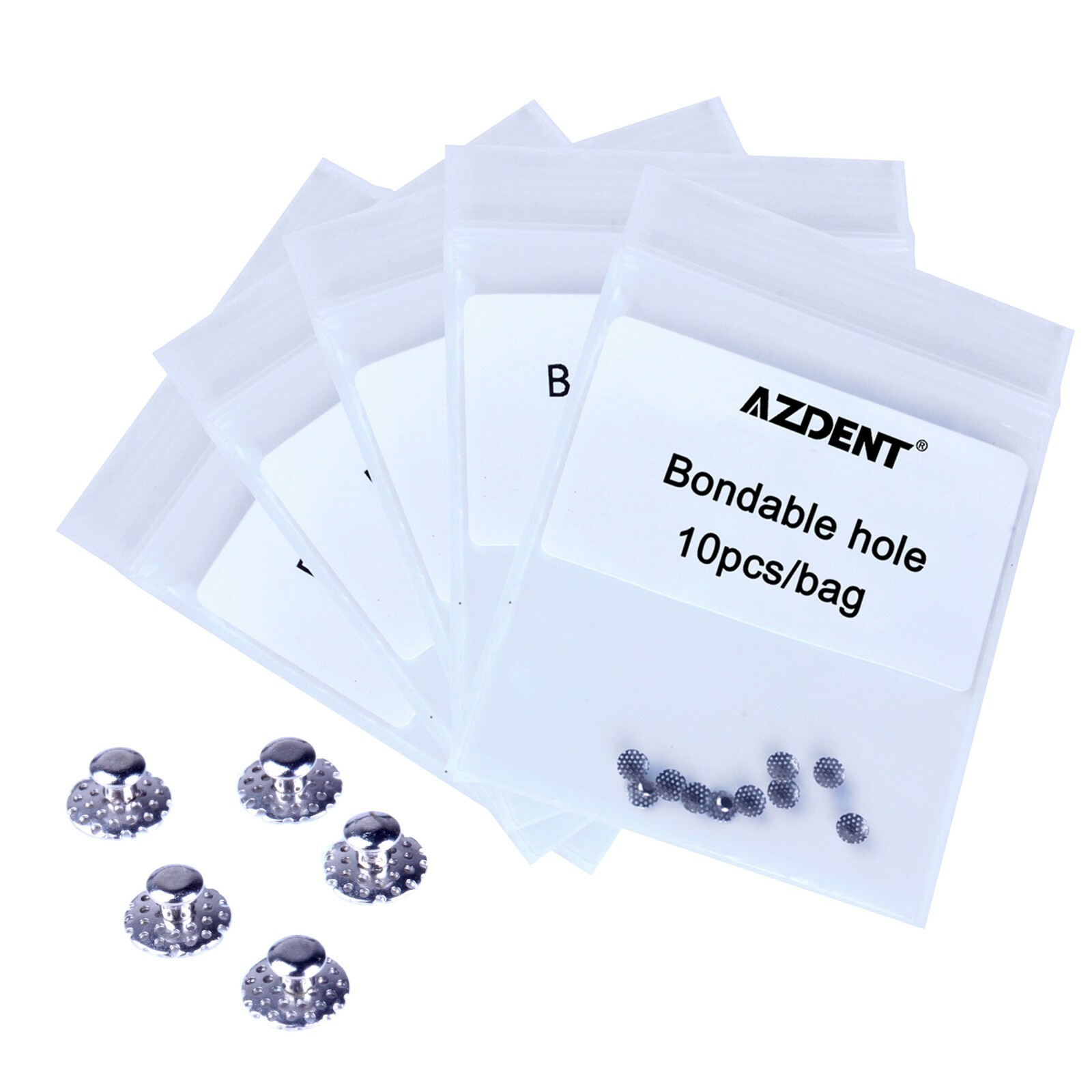 5 Packs Dental Orthodontic Bondable Hole Lingual Button Mesh Base of TOMY Type