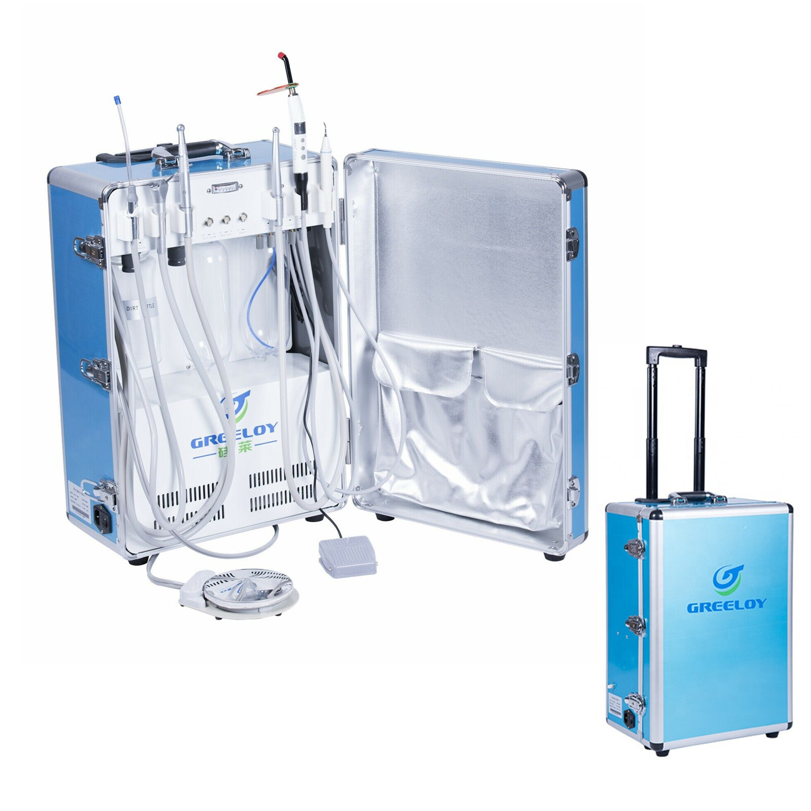 2H Multi-function Portable Dental Unit with Air Compressor+Curing Light GU-P206