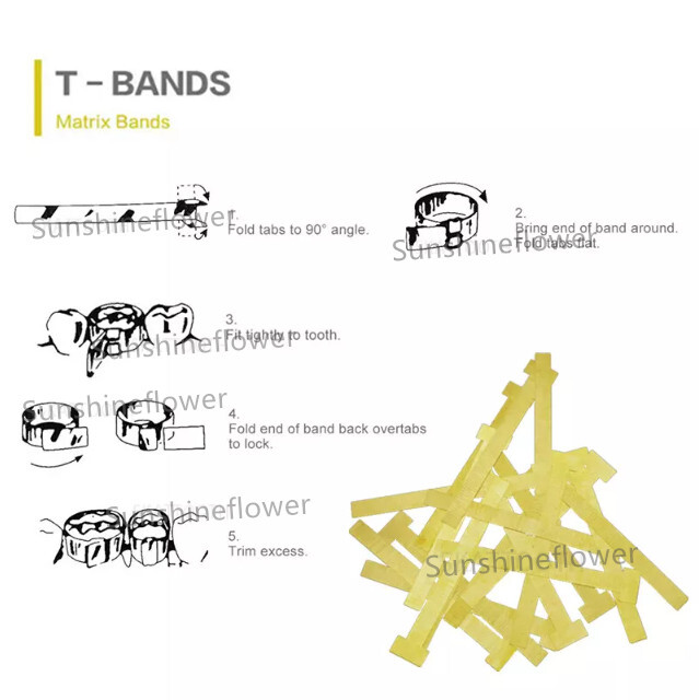 20Pcs/Bag Dental Matrix T-Bands Curved/Straight Brass Tooth Restoration 0.05mm