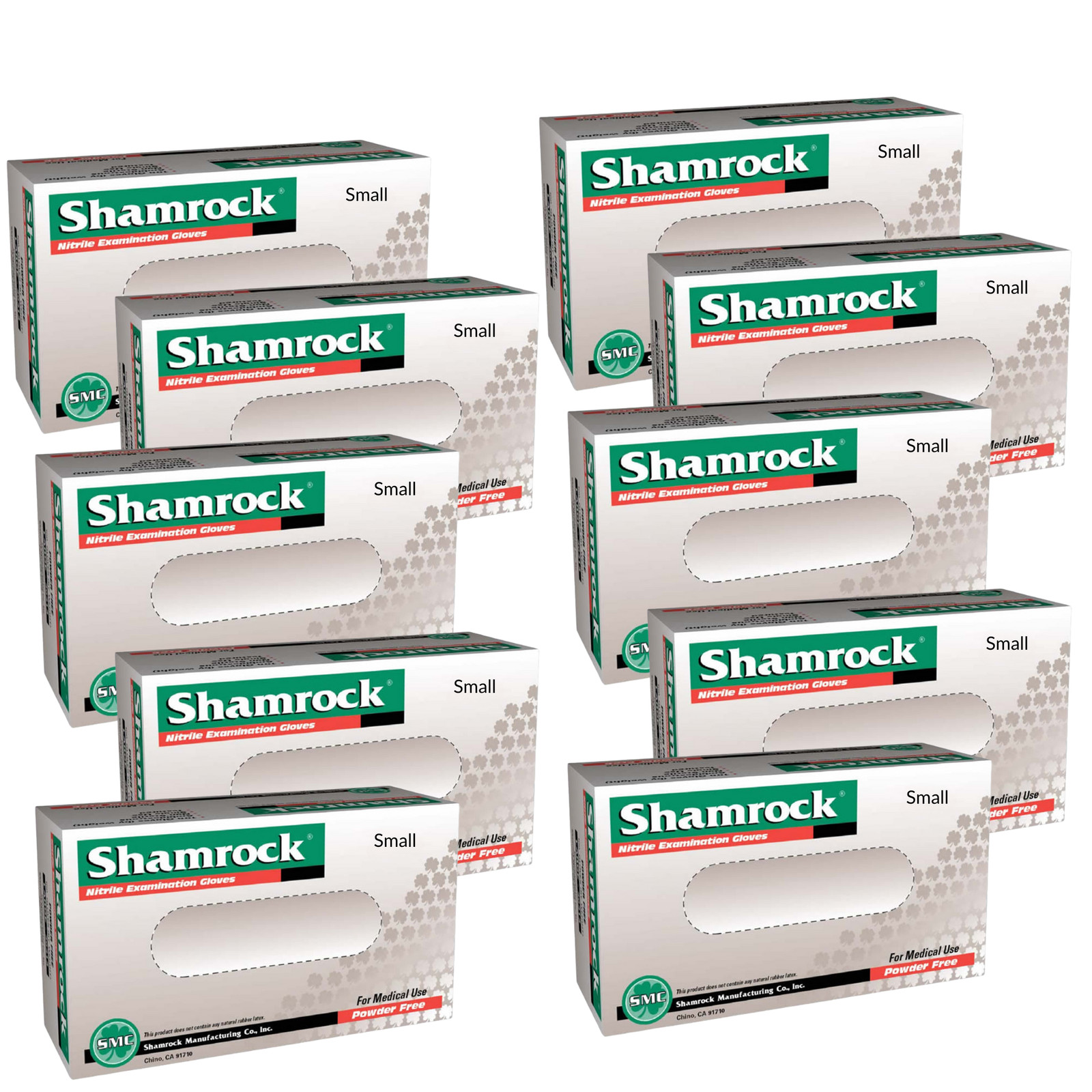SMALL Shamrock Nitrile Exam Gloves 1 CASE- 10 BOXES