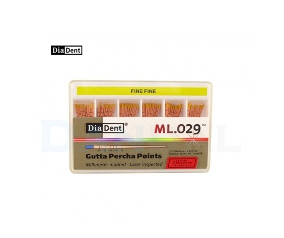 DiaDent Milimeter Marked Lasered ML.029 Gutta Percha Points All Accessory Sizes