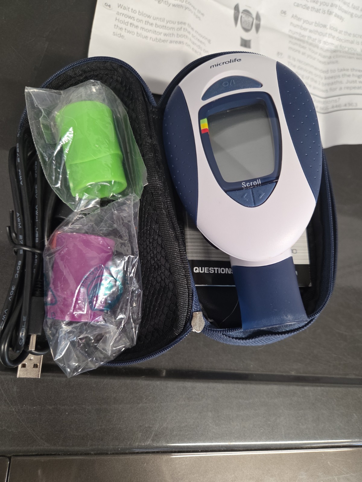 Microlife Digital Peak Flow Meter Respiratory Meter PF101 With Case