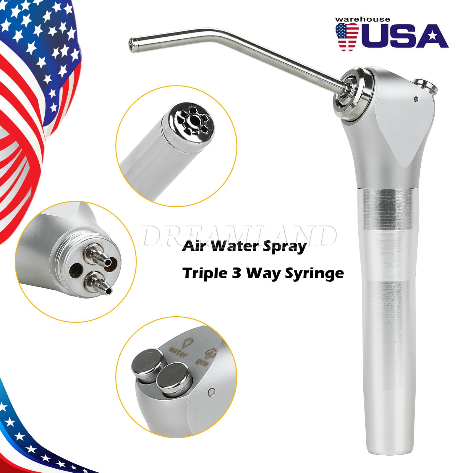 1-20pcs Dental Air Water Spray Triple Syringe with Nozzles/Tips/Tubes FO
