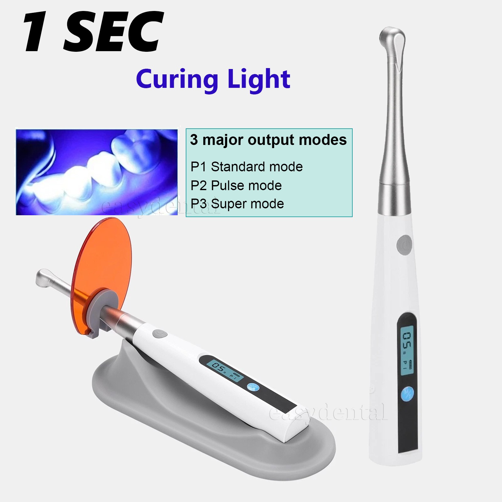 Cordless Dental LED Light Cure Lamp Metal Head 1S LED Curing Light Photopolymer