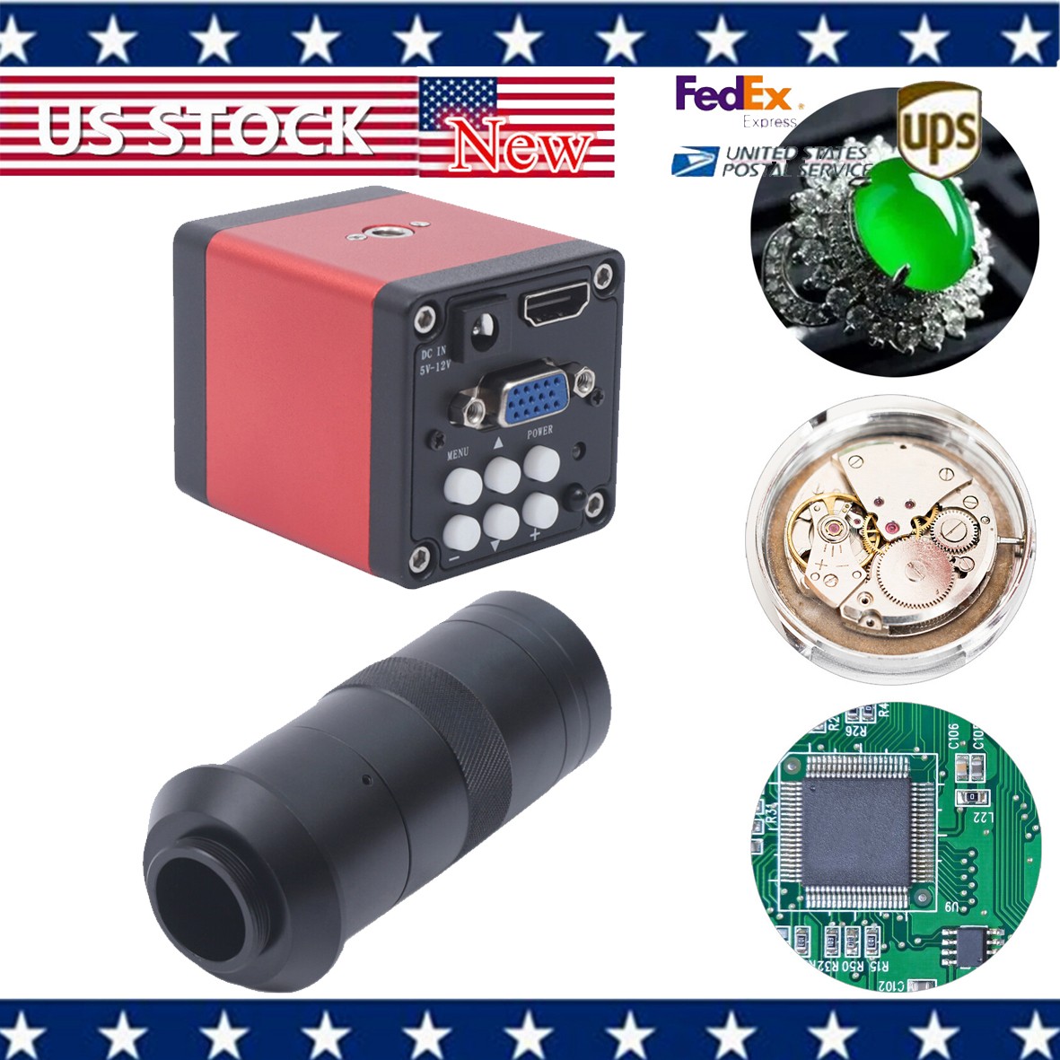HDMI Video Microscope VGA Camera HD Industrial Digital USB Lens 1080p 60FPS 14mp