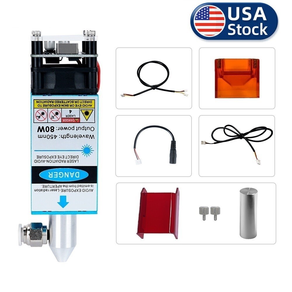 80W 24V Laser Head With Air Assist Blue Laser Module CNC Laser Cutting Machine