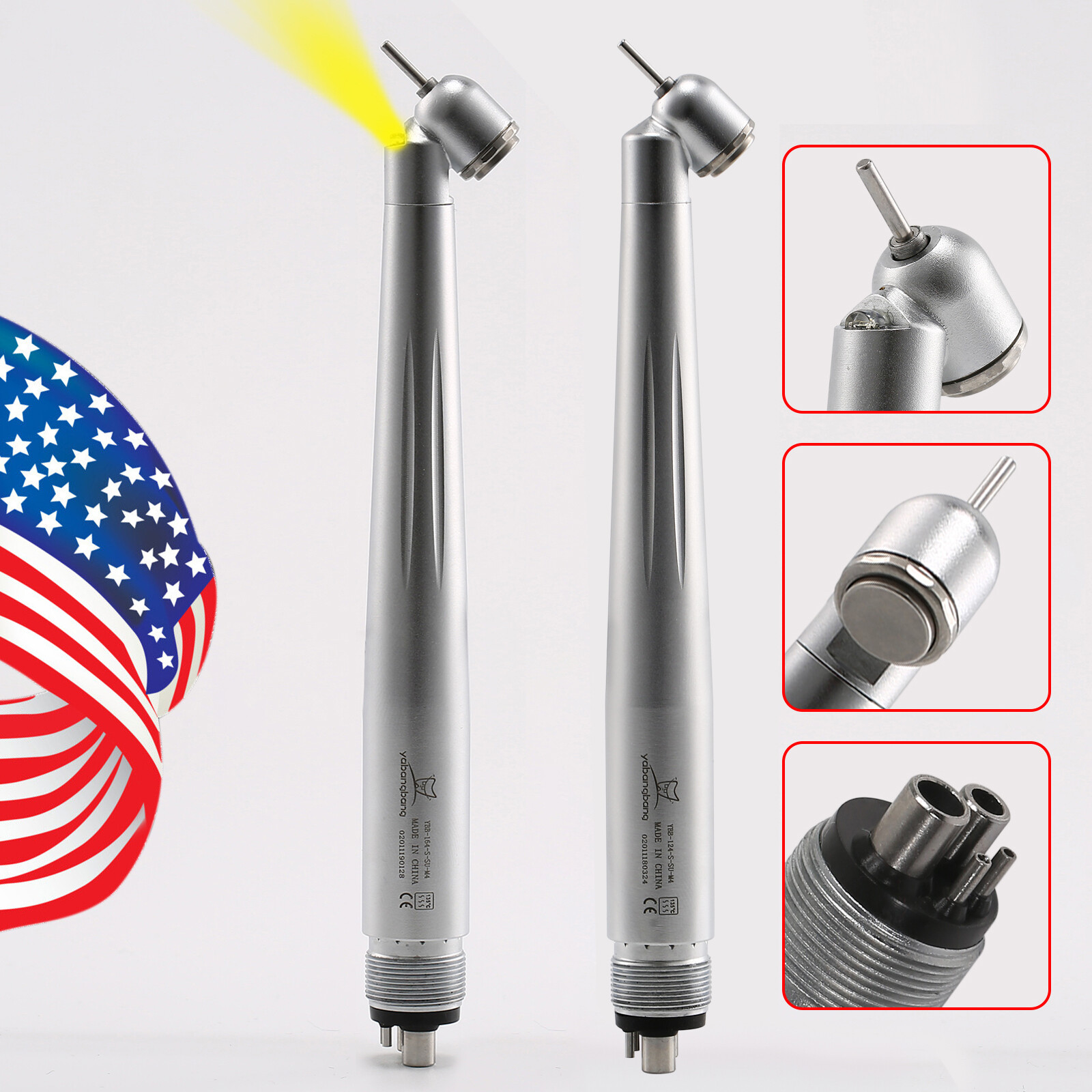 NSK Style Dental 45 Degree Surgical High Speed Handpiece Push Button (LED) 4Hole