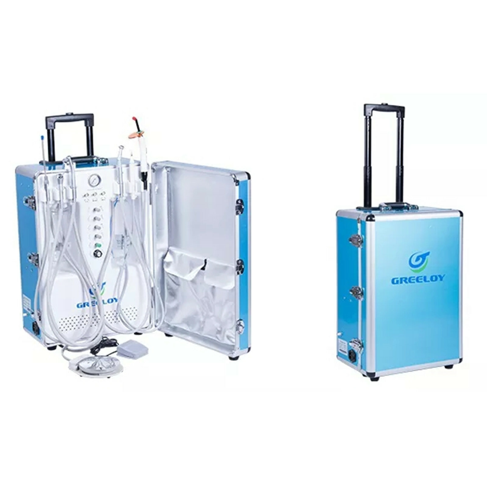 GU-P206S Portable Air Compressor Dental Unit + High Low Speed Handpiece Kits 2H
