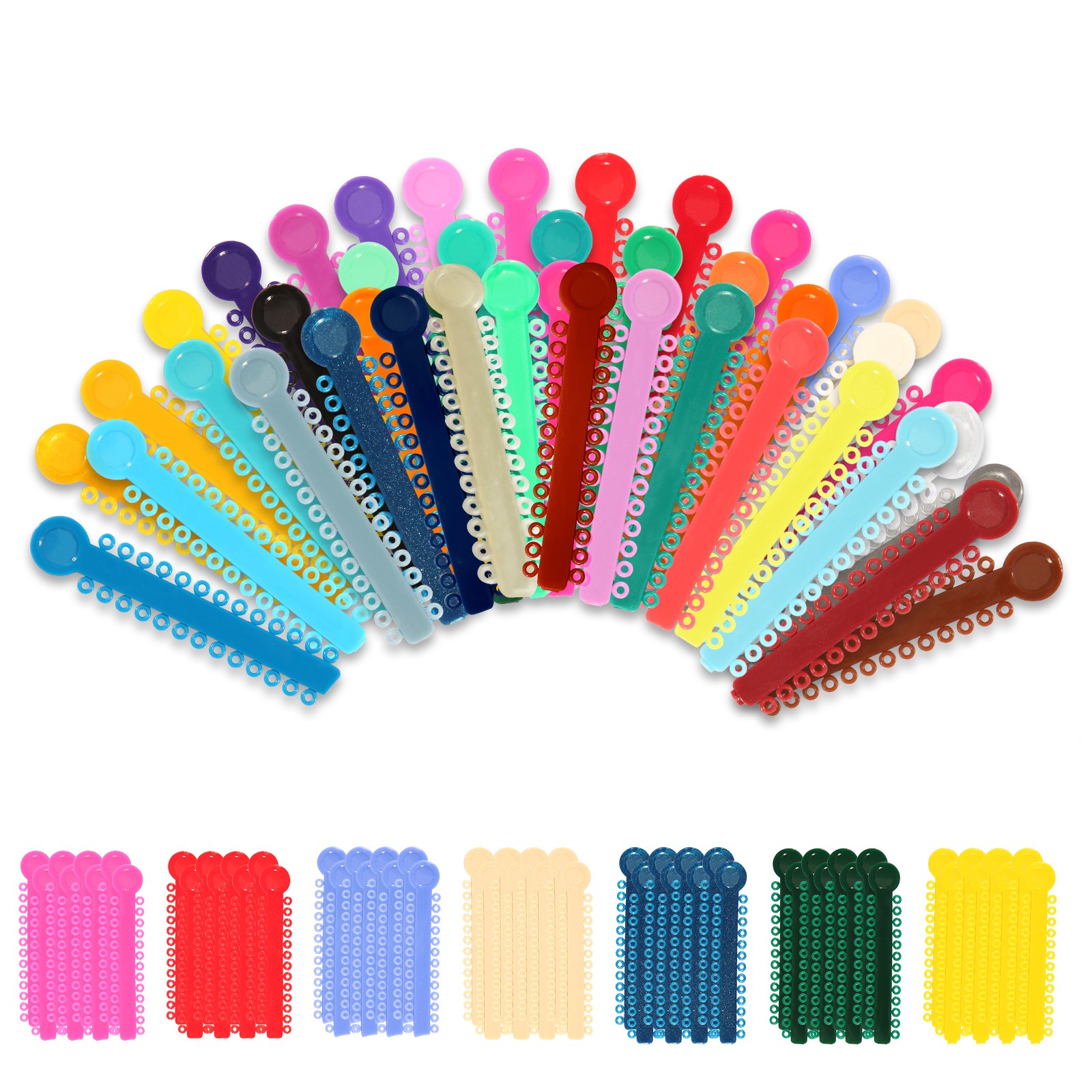 1040Pcs/pack Dental Orthodontic Ligature Ties Elastic Rubber Bands 45 Colors fo