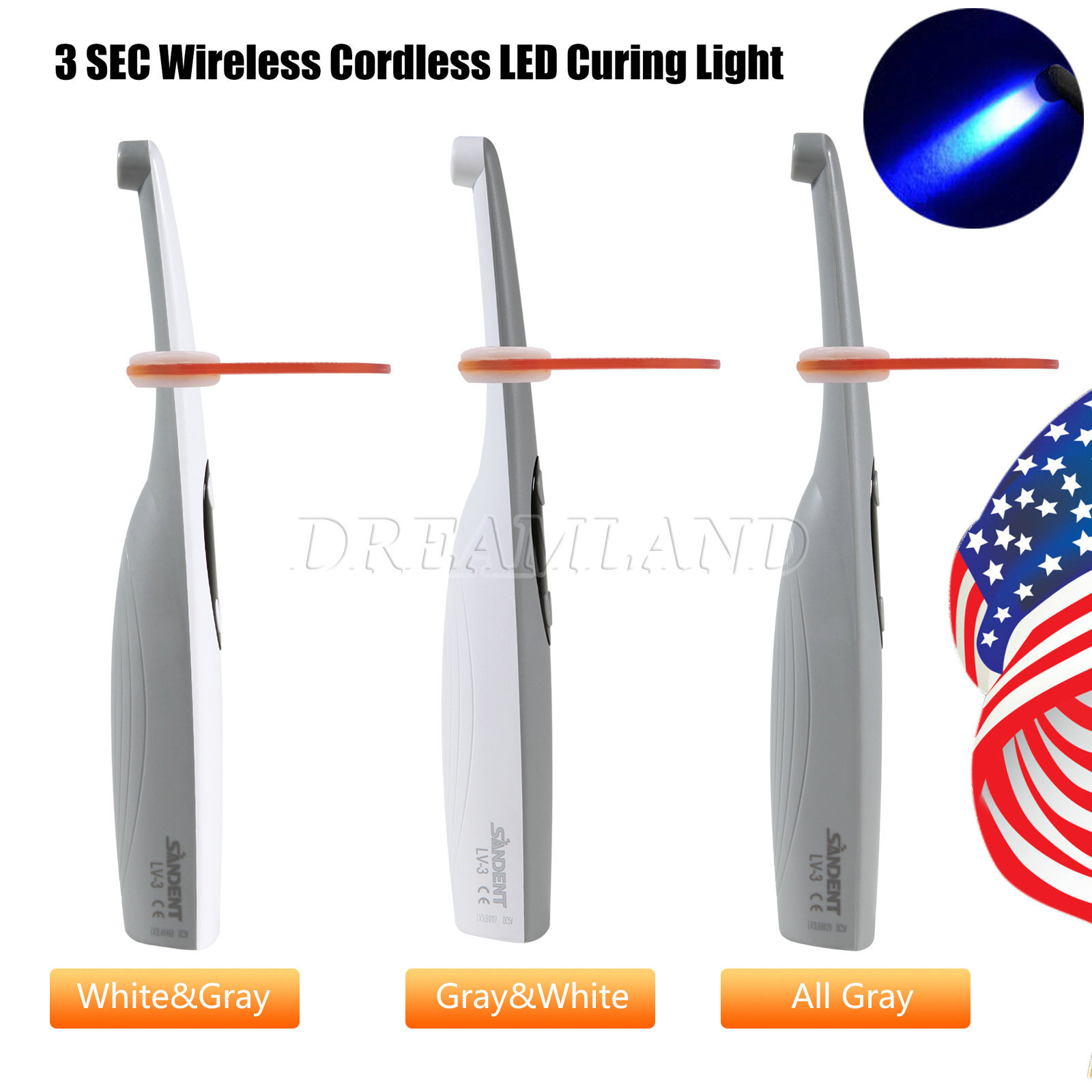 Dental LED Curing Light Cure Lamp Wireless Cordless Composite Resin 3S FDA