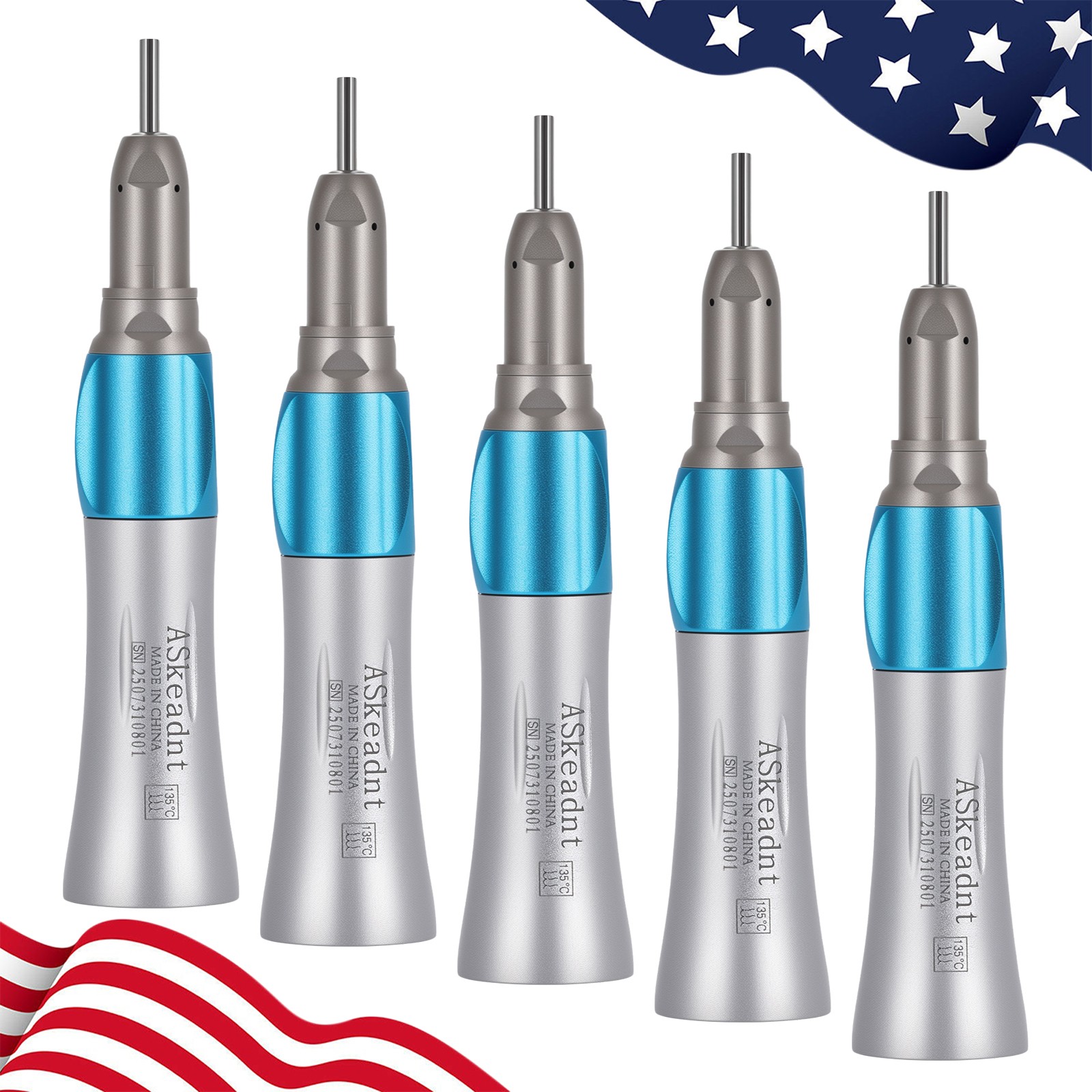 5Pcs Dental Low Speed Handpiece Straight Nose Cone E-TYPE ASkeadnt AS