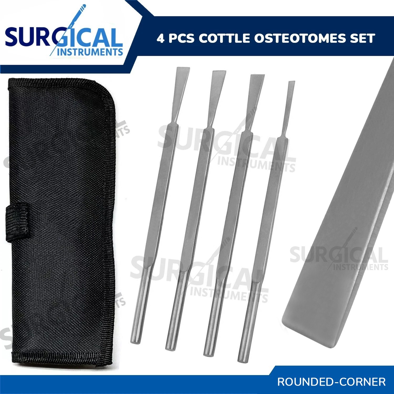 4 Cottle Osteotomes Set 7″ ENT Surgical Dental Instrument Stainless German Grade