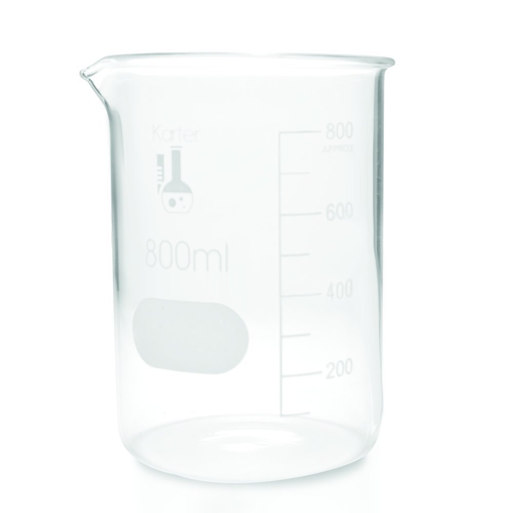 800ml Beaker, Low Form Griffin, 3.3 Boro, Karter Scientific 232U4 (Single)