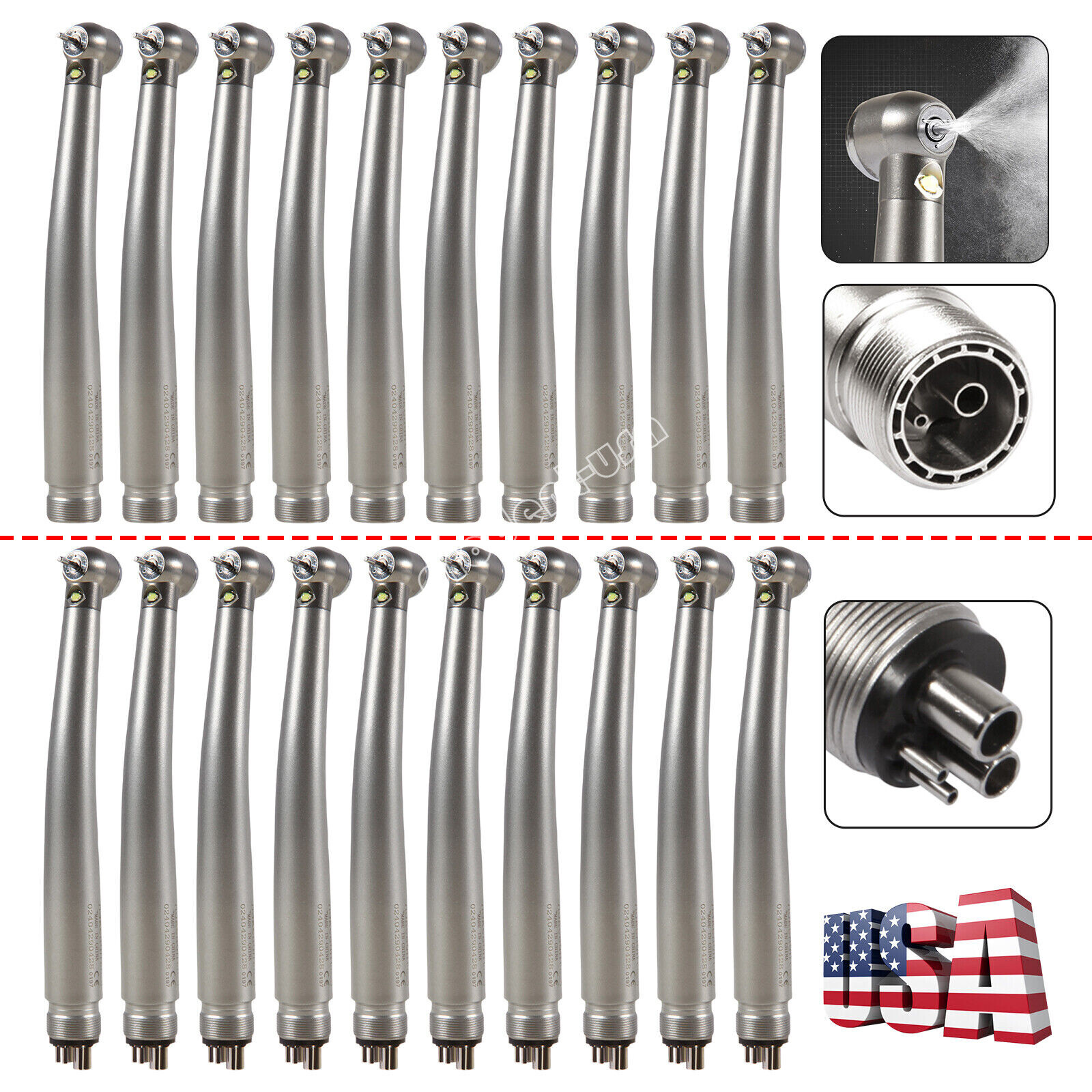 1/10X ASkeadnt Dental Fiber Optic LED E-generator High Speed Handpiece 2/4Holes