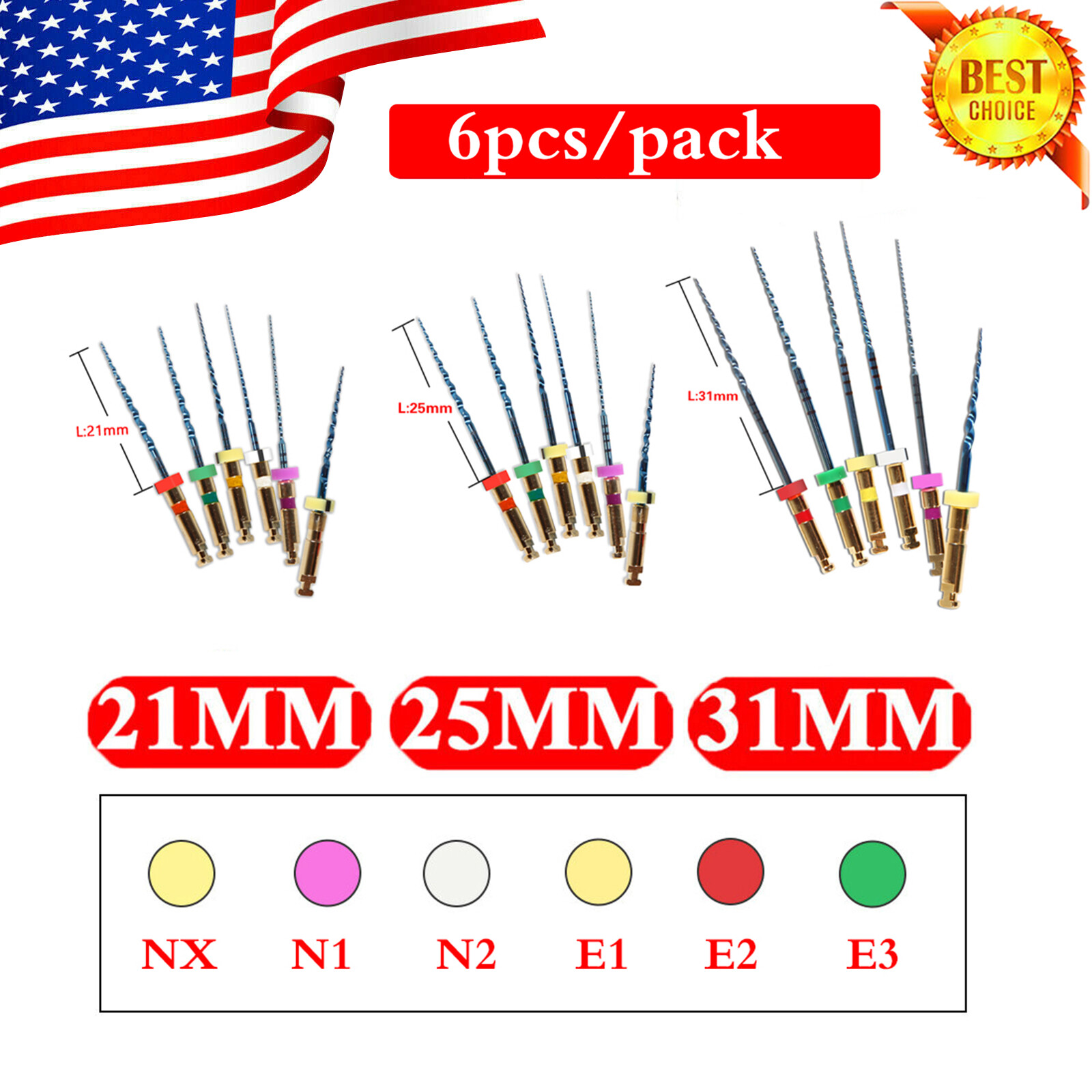 21mm 25mm 31mm Dental Endo Rotary Files NITI Endodontic Files Tips SANDENT ns