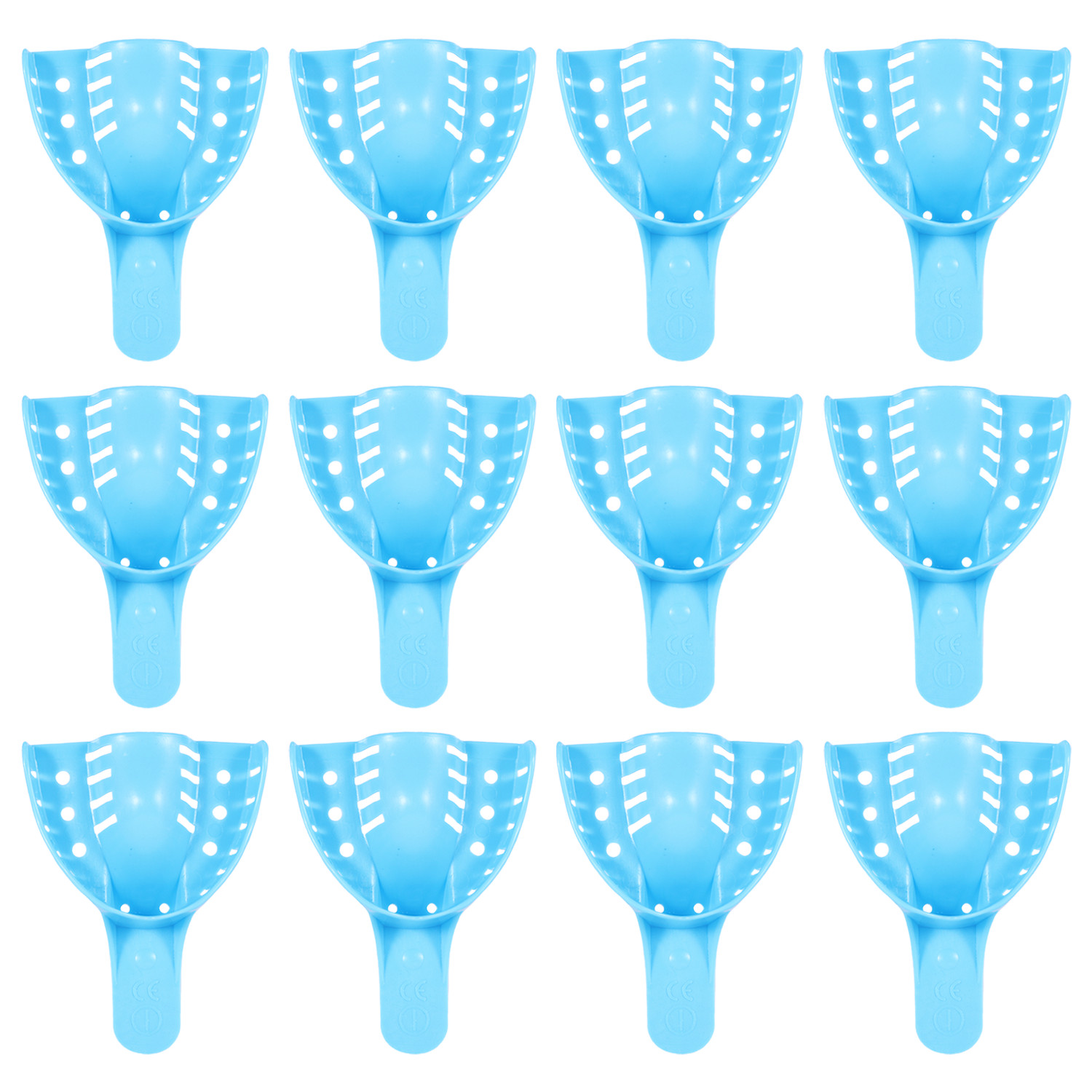 Dental Impression Trays Perforated Plastic Autoclave (CHOOSE SIZE) (1 Bag of 12)