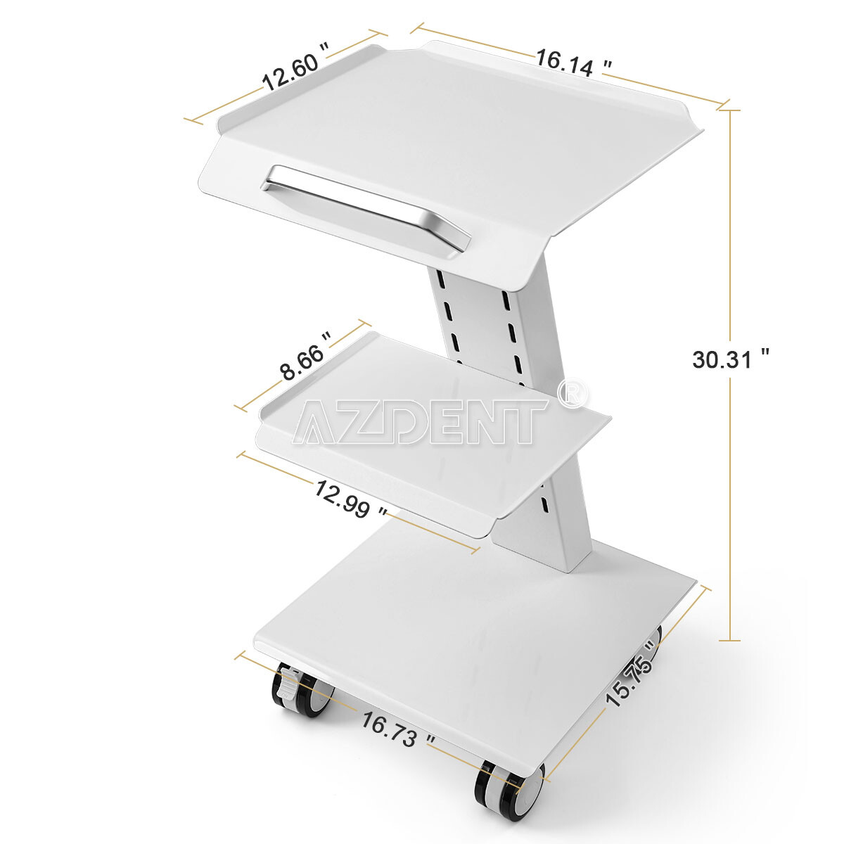 3-Layer Dental Mobile Trolley Cart Built-in Socket /Doctor Assistant Stool