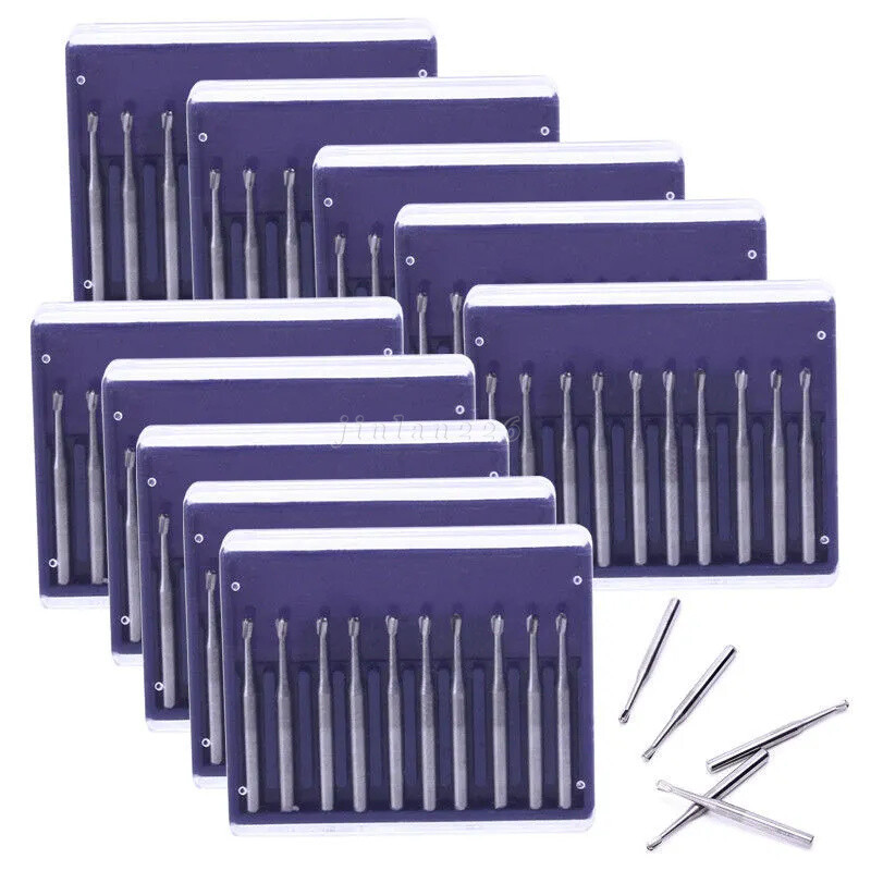 10-100Pcs Dental Carbide Burs for High Speed Handpiece Round Cone Bur Diamond FG