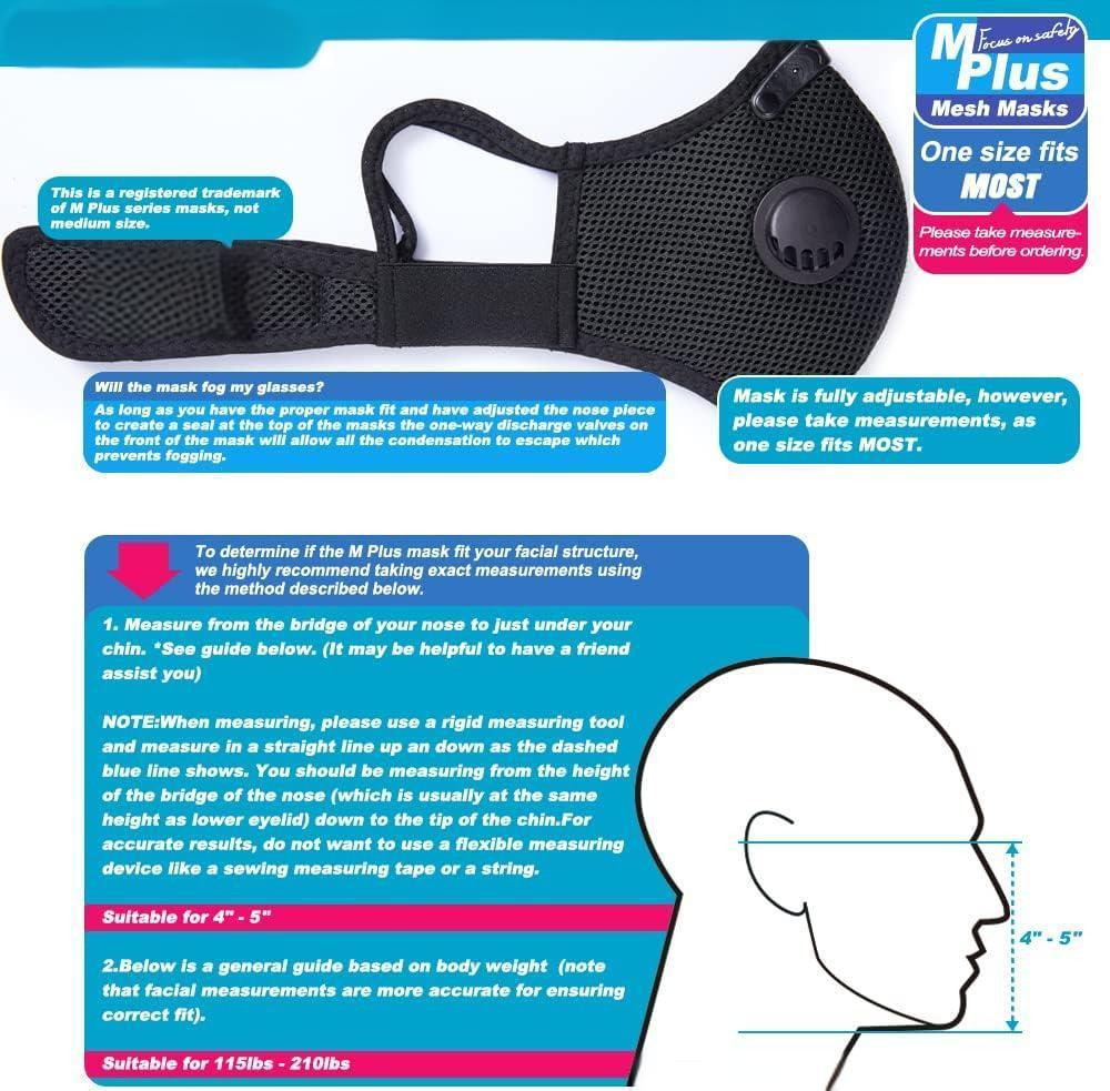 Reusable Cycling Sports Face Mask Breathing Valves With Active Carbon Filter US
