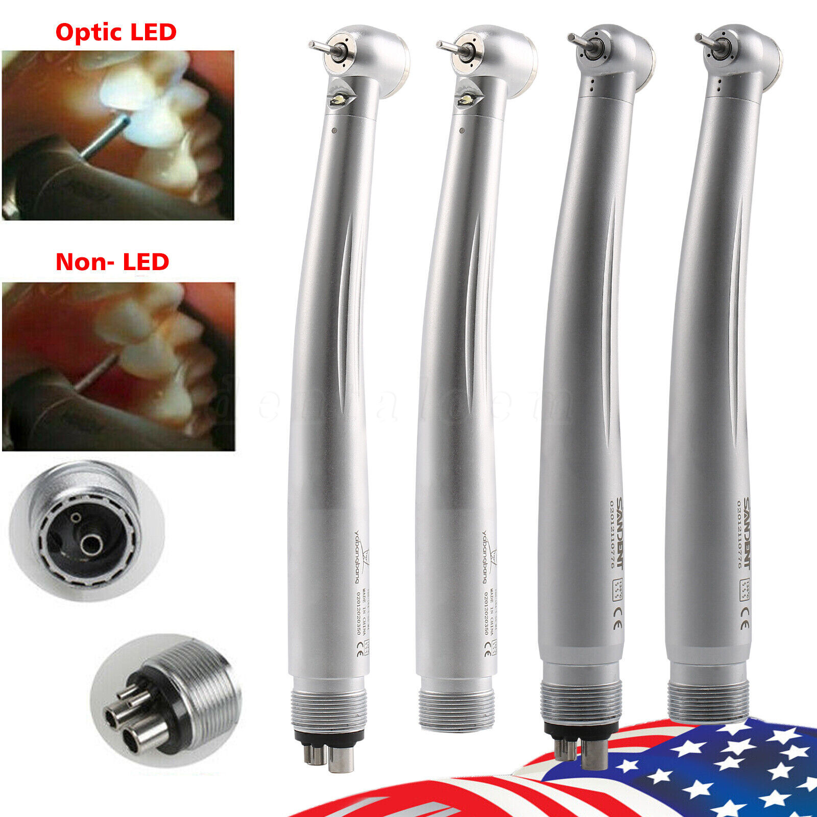 NSK Style Dental Fiber Optic LED E-generator/High Speed Turbine Handpiece 2/4H