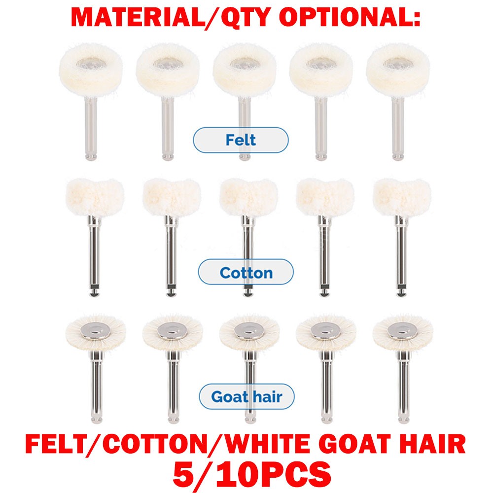 Dental Polishing Brush Wheel Goat Hair/Felt/Cotton – Contra Angle RA Latch Type
