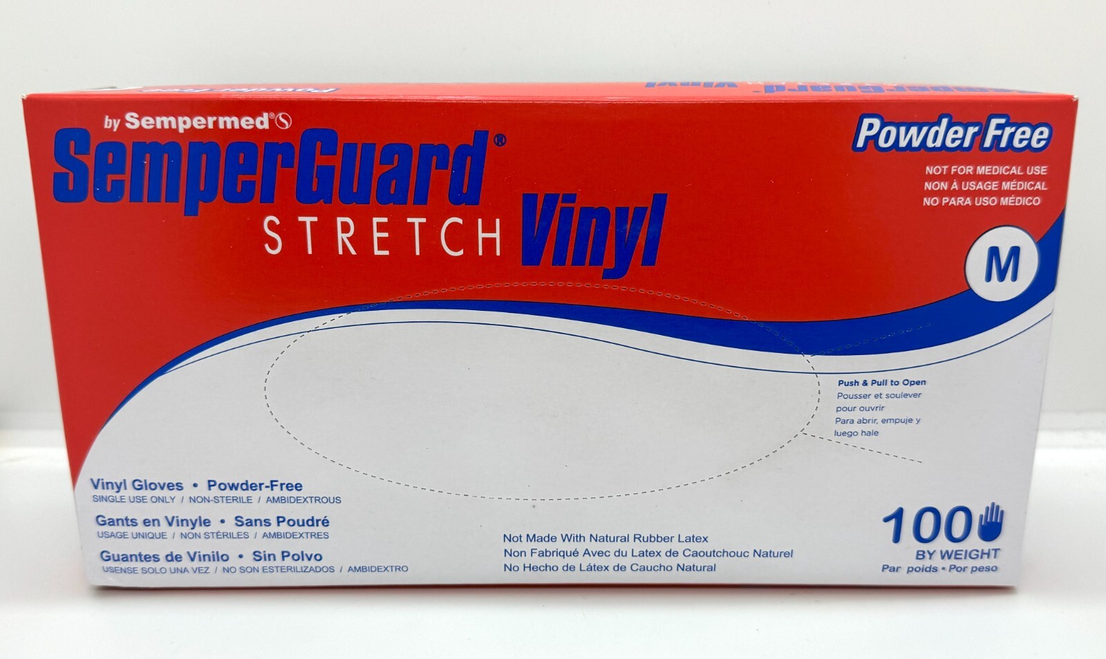 Semper Guard Stretch Vinyl Gloves – Powder Free – Medium – Case of 10 boxes
