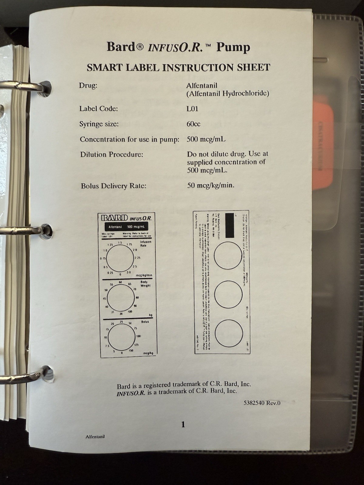 Baxter/Bard INFUS O. R. Plates