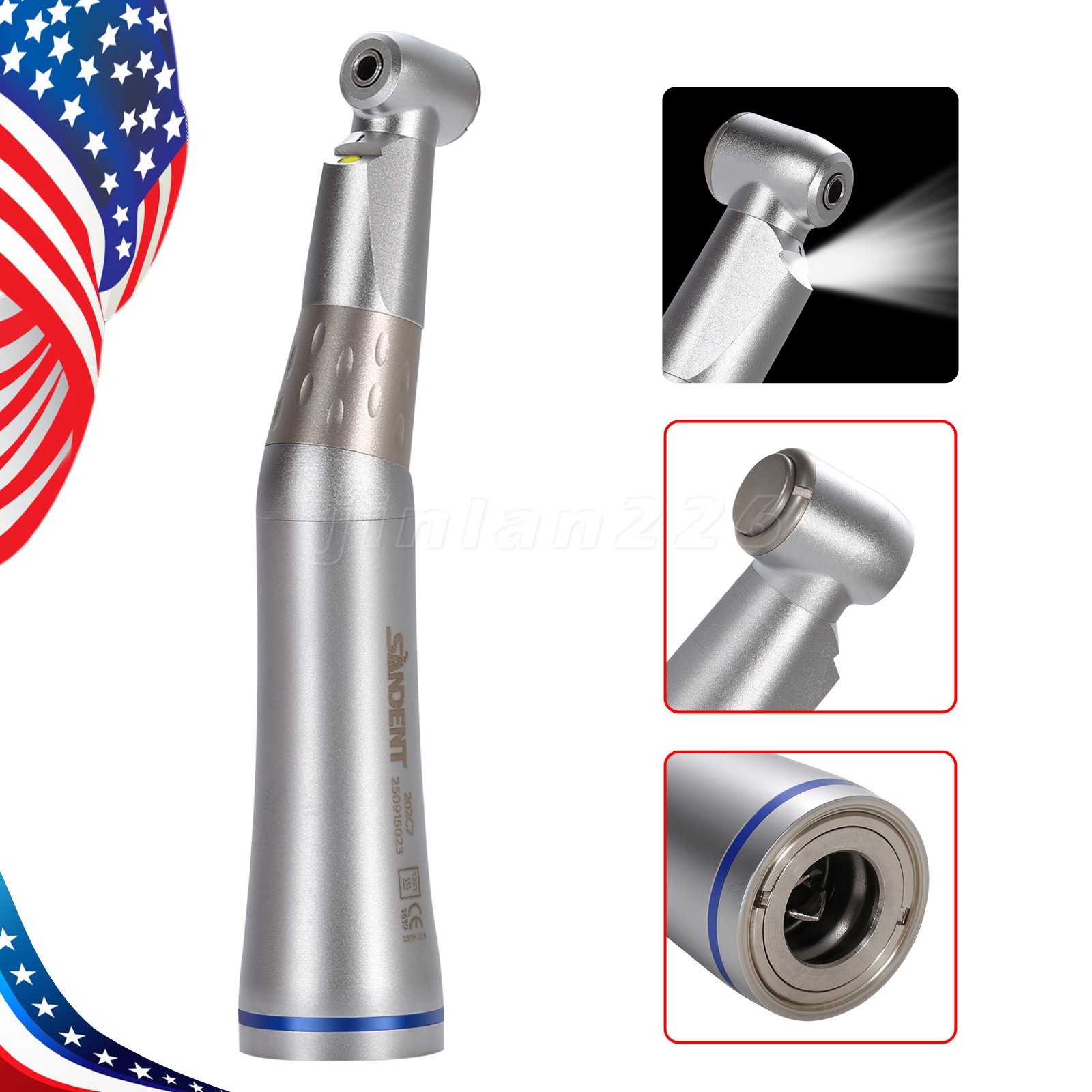 1-100*SANDENT Dental 1:1 LED E-generator Low Speed Handpiece Contra Angle Inner