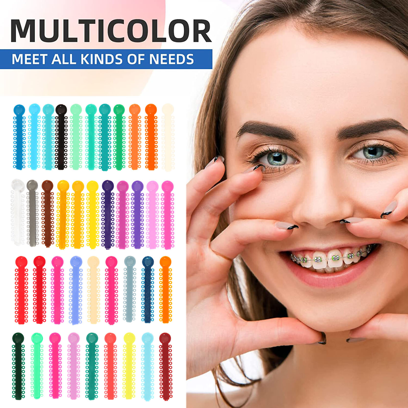 1040pcs Dental Orthodontic Ligature Ties Elastic Bands for Brackets 43 Colors AA