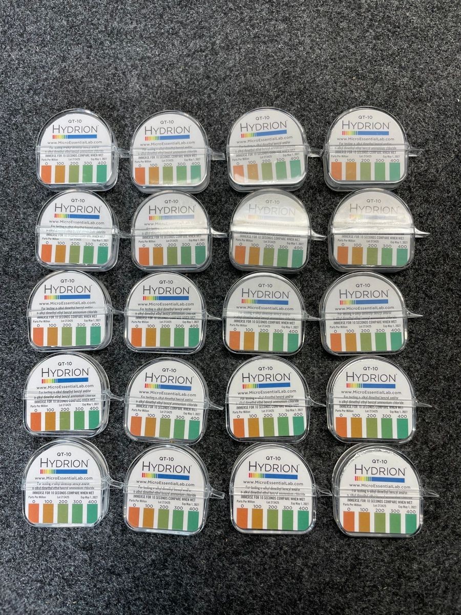 KAY Hydrion QT-10 Quaternary Test Paper 0-400 ppm, 20 Rolls, Exp 4/15/2027