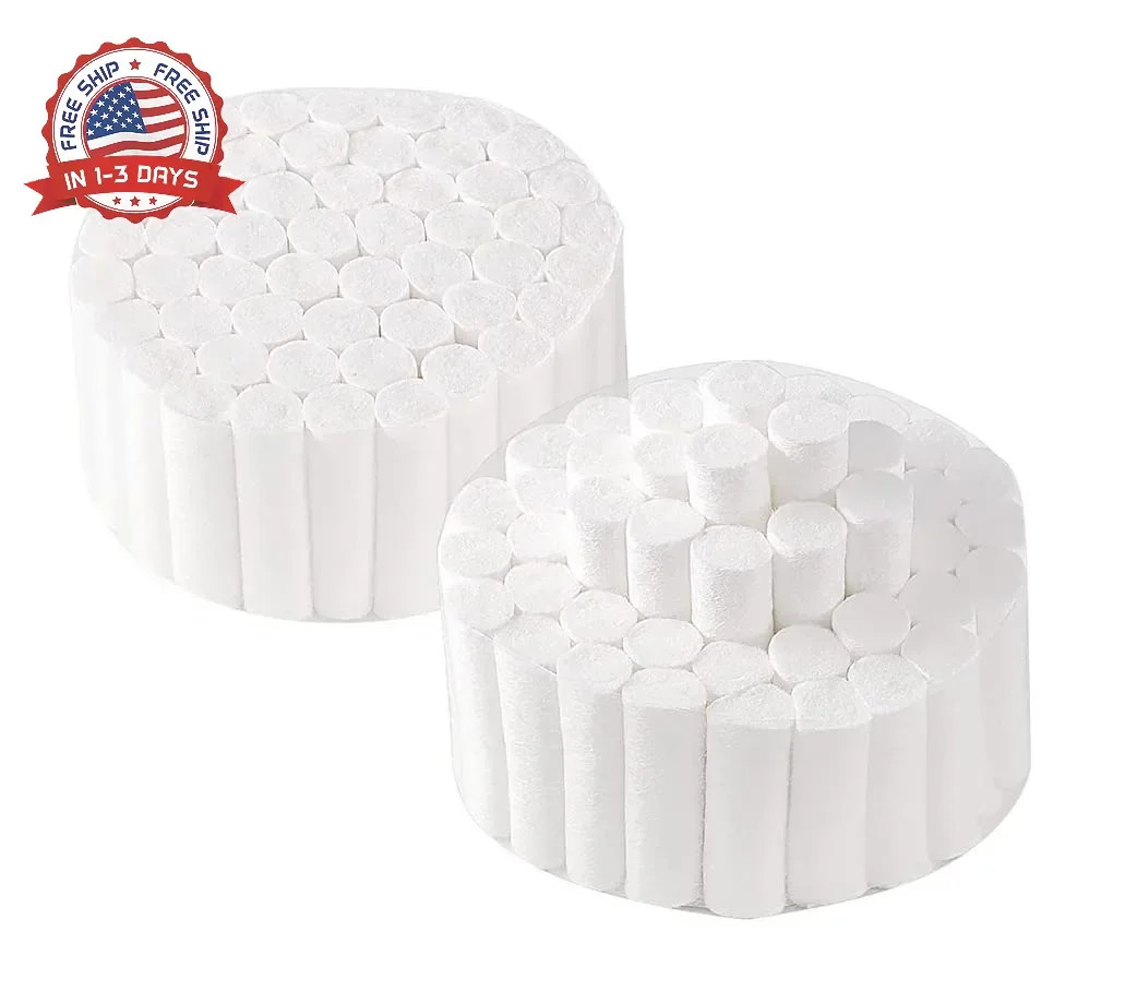 Annhua 100 PCS Cotton Rolls Dental Gauze Rolls, #2 Medium 1.5″ Nose Plugs Rolled