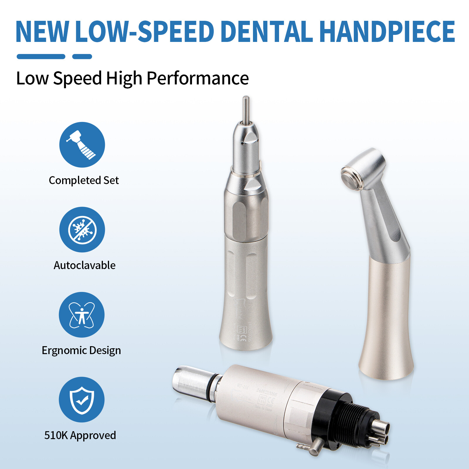 US Dental Low Speed Handpiece Straight Contra Angle Push Button E-Type Air Motor