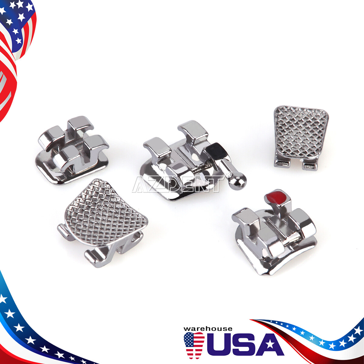 10 Kits AZDENT Dental Orthodontic Metal Bracket Braces Mini Roth .018 Hooks 345
