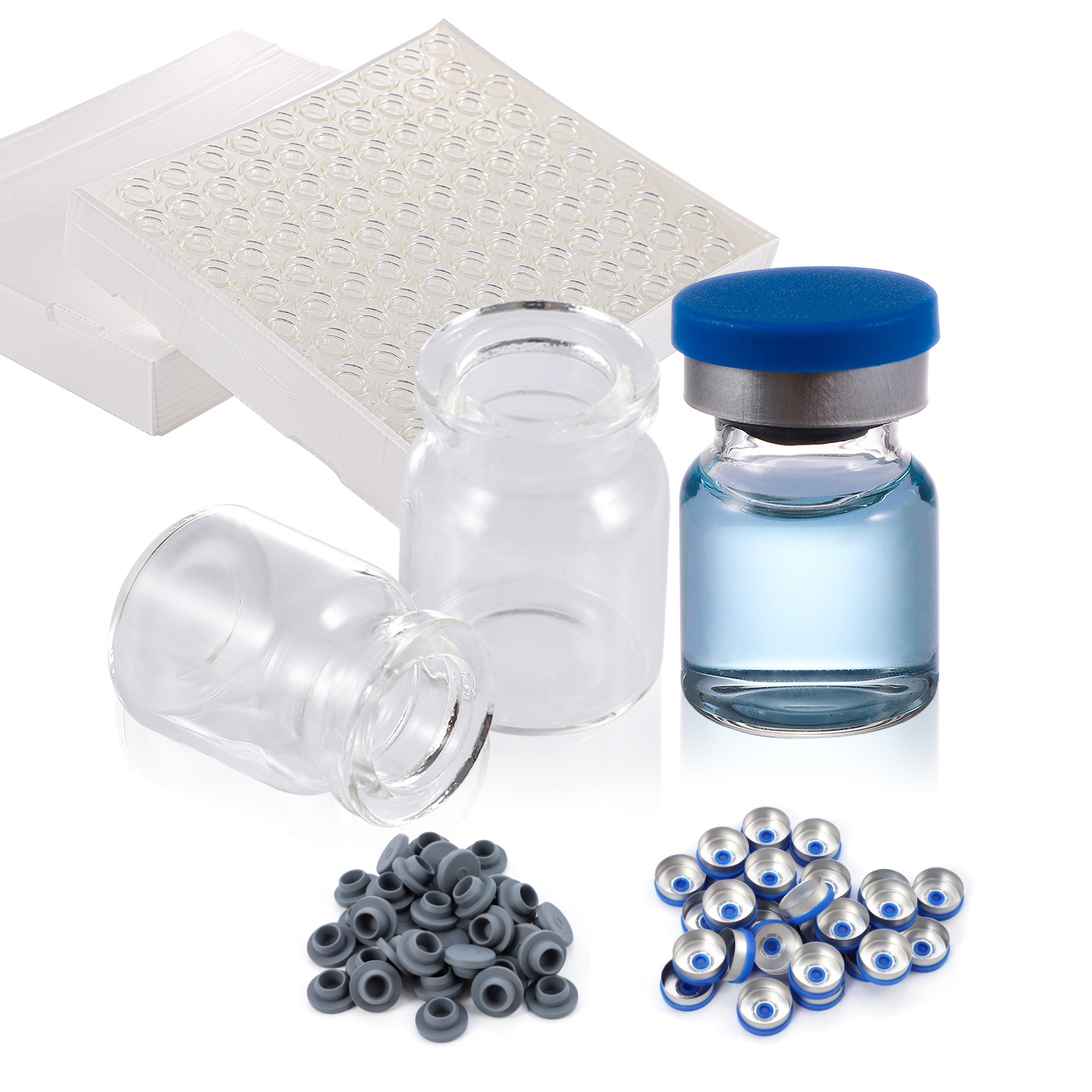 100PCS 3ml Glass Vials Headspace Vials Lab Vial+Caps 13mm/20mm Crimp Top Sample