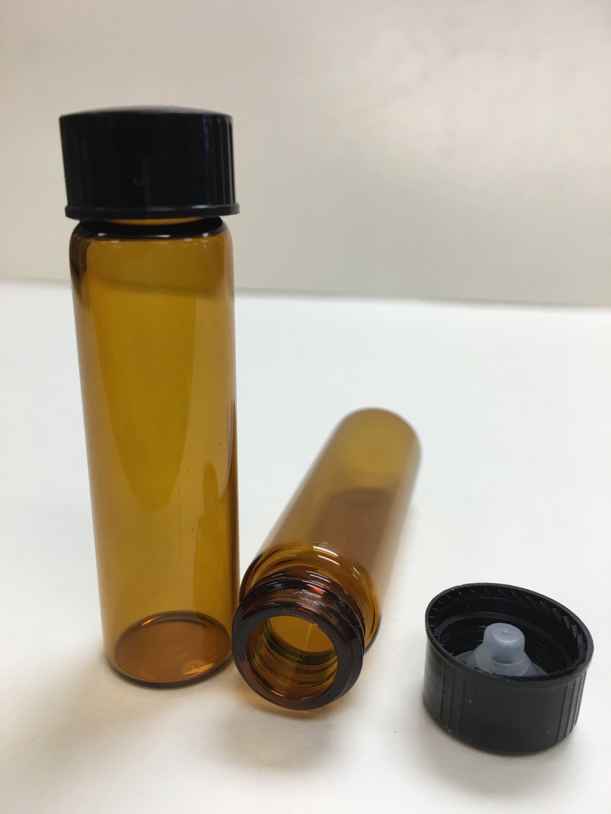 144 Pcs AMBER 2 Dram Glass Vials [17mm X 60mm] With Caps