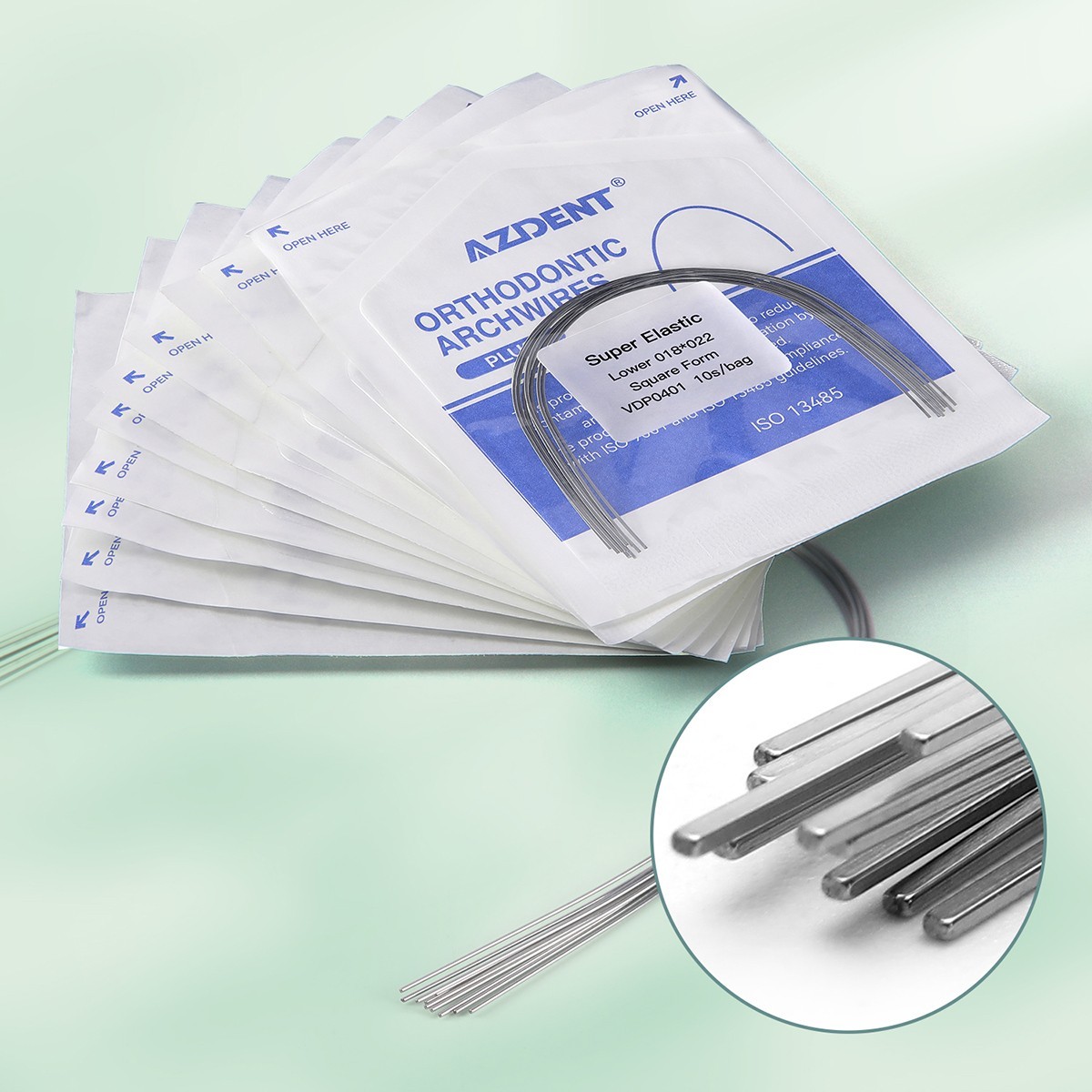 AZDENT Dental Orthodontics Super Elastic NiTi Archwire Round Ovoid 012-020