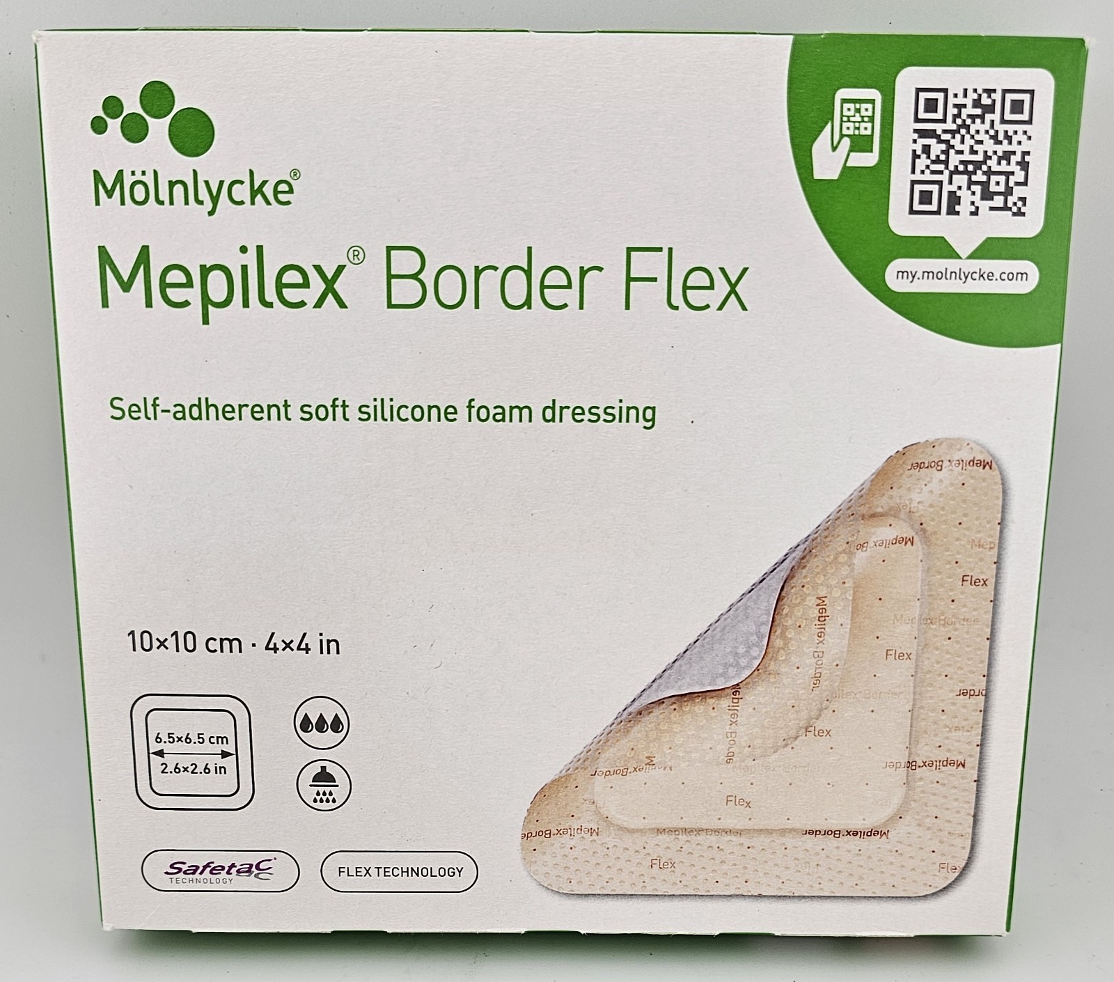 Molnlycke Mepilex Border Flex Foam Dressings 4″x4″, #595300, New – Exp 2028