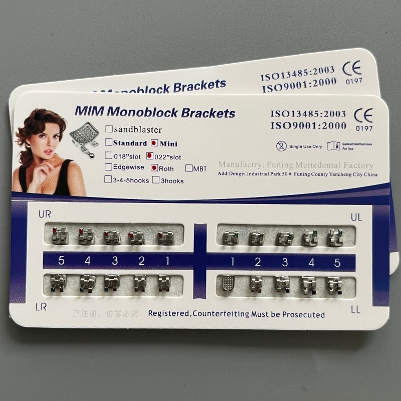 10 Sets Dental Orthodontic Metal Brackets MIM Monoblock Mini Roth 022 no hooks